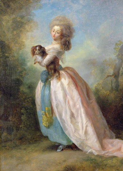 Eine Dame mit einem Hund von Jean Frederic Schall